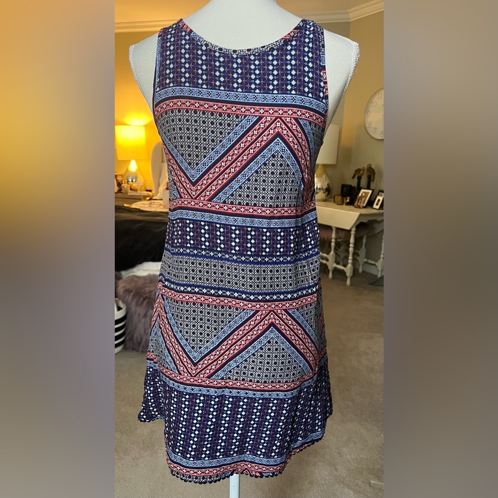 Aeropostale print red blue sleeveless Sundress. Size Med
